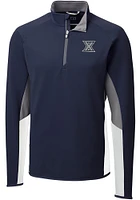 Cutter and Buck Xavier Musketeers Mens Navy Blue Traverse Colorblock Long Sleeve Qtr Zip Pullove..