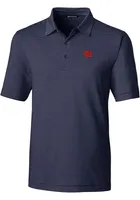 Cutter and Buck Dayton Flyers Mens Navy Blue Forge Pencil Stripe Short Sleeve Polo