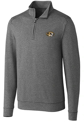 Cutter and Buck Missouri Tigers Mens Charcoal Shoreline Long Sleeve Qtr Zip Pullover