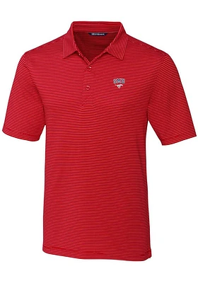 Cutter and Buck SMU Mustangs Mens Red Forge Pencil Stripe Short Sleeve Polo