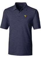 Cutter and Buck West Virginia Mountaineers Mens Navy Blue Forge Pencil Stripe Short Sleeve Polo