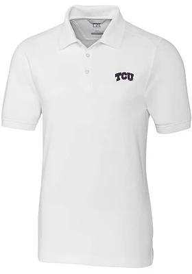 Cutter and Buck TCU Horned Frogs Mens White Advantage Design Short Sleeve Polo