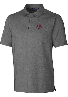 Cutter and Buck Texas A&M Aggies Mens Charcoal Forge Heather Stretch Short Sleeve Polo