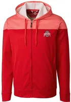 Cutter and Buck Ohio State Buckeyes Mens Red Pop Fly Long Sleeve Zip