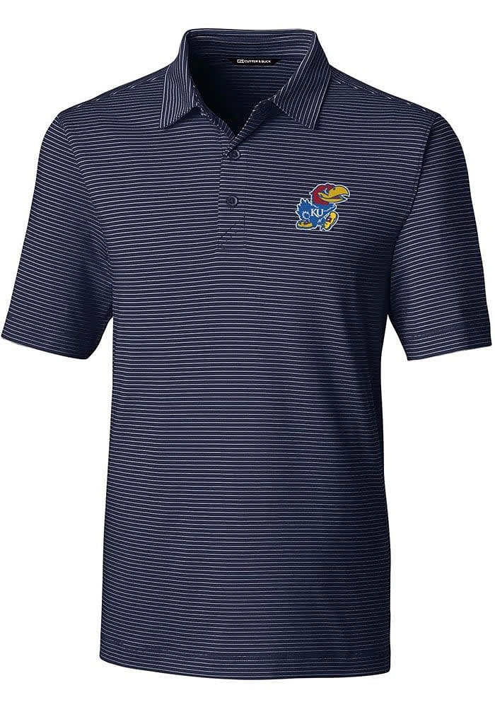 Cutter and Buck Kansas Jayhawks Mens Navy Blue Forge Short Sleeve Polo