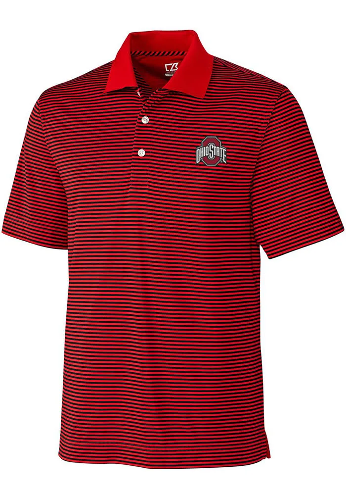 Cutter and Buck Ohio State Buckeyes Mens Red Trevor Short Sleeve Polo