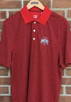 Cutter and Buck Ohio State Buckeyes Mens Red Trevor Short Sleeve Polo