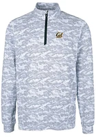 Cutter and Buck Cal Golden Bears Mens Charcoal Traverse Camo Print Stretch Long Sleeve Qtr Zip P..