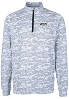 Cutter and Buck Florida A&M Rattlers Mens Charcoal Traverse Camo Print Stretch Long Sleeve Qtr Zip..
