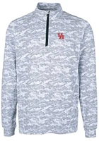 Cutter and Buck Houston Cougars Mens Charcoal Traverse Camo Print Stretch Long Sleeve Qtr Zip Pull..