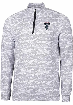 Cutter and Buck Howard Bison Mens Charcoal Traverse Camo Print Stretch Long Sleeve Qtr Zip Pullove..