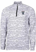 Cutter and Buck Howard Bison Mens Charcoal Traverse Camo Print Stretch Long Sleeve Qtr Zip Pullove..