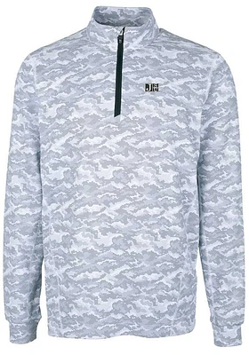 Cutter and Buck Jackson State Tigers Mens Charcoal Traverse Camo Print Stretch Long Sleeve Qtr Zip..