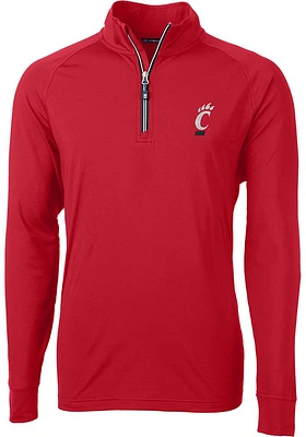 Cutter and Buck Cincinnati Bearcats Mens Red Eco Recycled Long Sleeve Qtr Zip Pullover