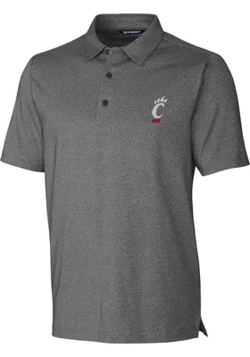 Cutter and Buck Cincinnati Bearcats Mens Black Forge Pencil Stripe Logo Short Sleeve Polo