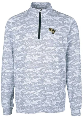 Cutter and Buck UCF Knights Mens Charcoal Traverse Camo Print Stretch Long Sleeve Qtr Zip Pullover