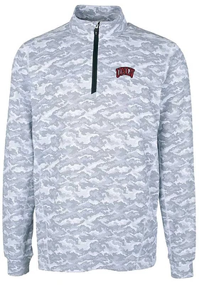 Cutter and Buck UNLV Runnin Rebels Mens Charcoal Traverse Camo Print Stretch Long Sleeve Qtr Zip P..