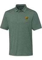 Cutter and Buck Baylor Bears Mens Green Forge Pencil Stripe Design Short Sleeve Polo
