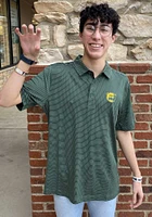 Cutter and Buck Baylor Bears Mens Green Forge Pencil Stripe Design Short Sleeve Polo