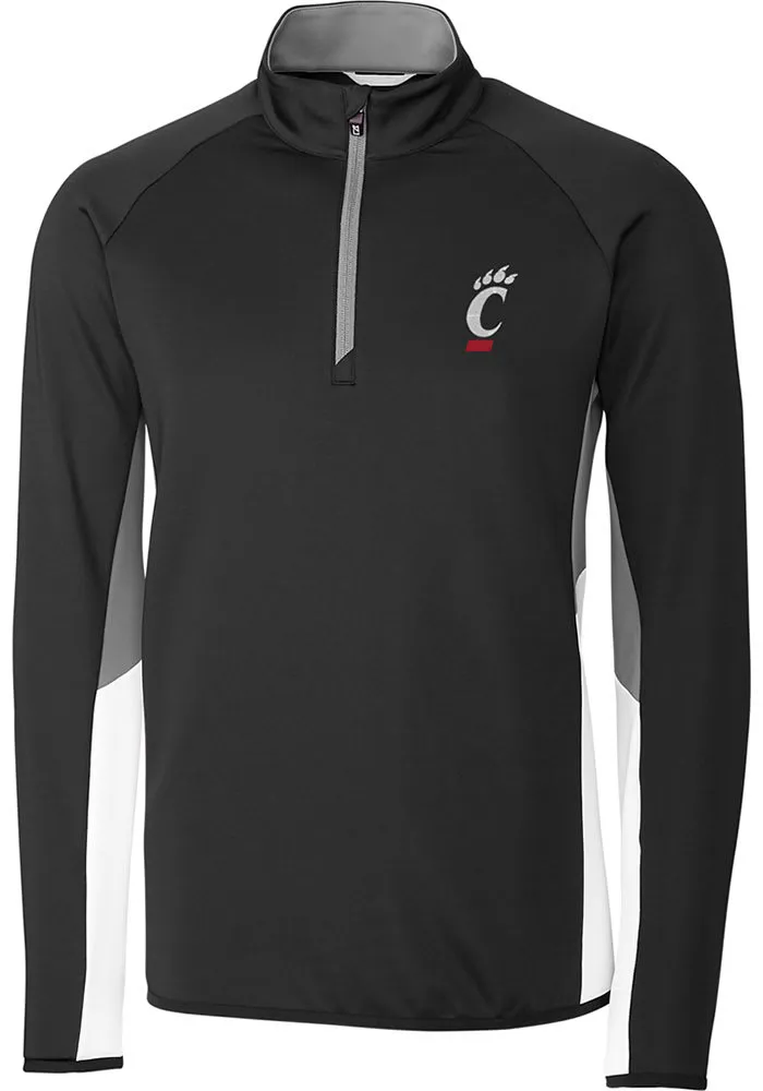 Cutter and Buck Cincinnati Bearcats Mens Traverse Colorblock Long Sleeve Qtr Zip Pullover