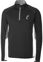 Cutter and Buck Cincinnati Bearcats Mens Traverse Colorblock Long Sleeve Qtr Zip Pullover