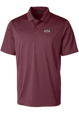 Cutter and Buck Mississippi State Bulldogs Mens Maroon Prospect Textured Short Sleeve Polo