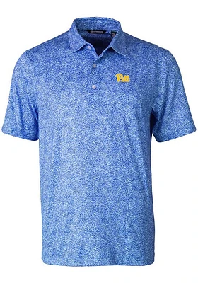 Cutter and Buck Pitt Panthers Mens Blue Pike Constellation Short Sleeve Polo