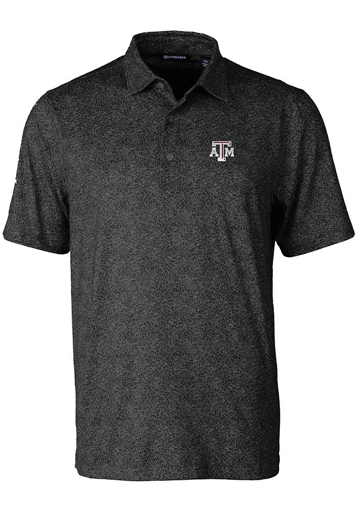 Cutter and Buck Texas A&M Aggies Mens Black Pike Constellation Short Sleeve Polo