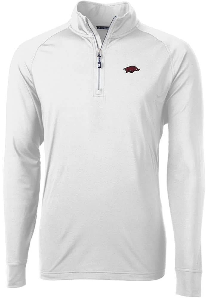 Cutter and Buck Arkansas Razorbacks Mens Adapt Eco Knit Long Sleeve Qtr Zip Pullover