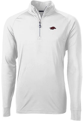 Cutter and Buck Arkansas Razorbacks Mens Adapt Eco Knit Long Sleeve Qtr Zip Pullover