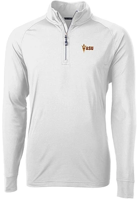 Cutter and Buck Arizona State Sun Devils Mens Adapt Eco Knit Long Sleeve Qtr Zip Pullover