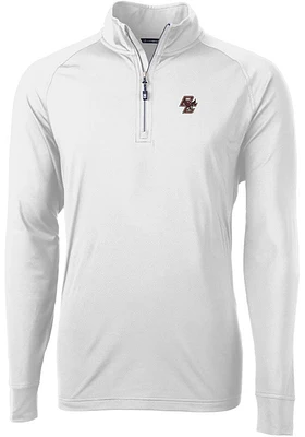 Cutter and Buck Boston College Eagles Mens Adapt Eco Knit Long Sleeve Qtr Zip Pullover