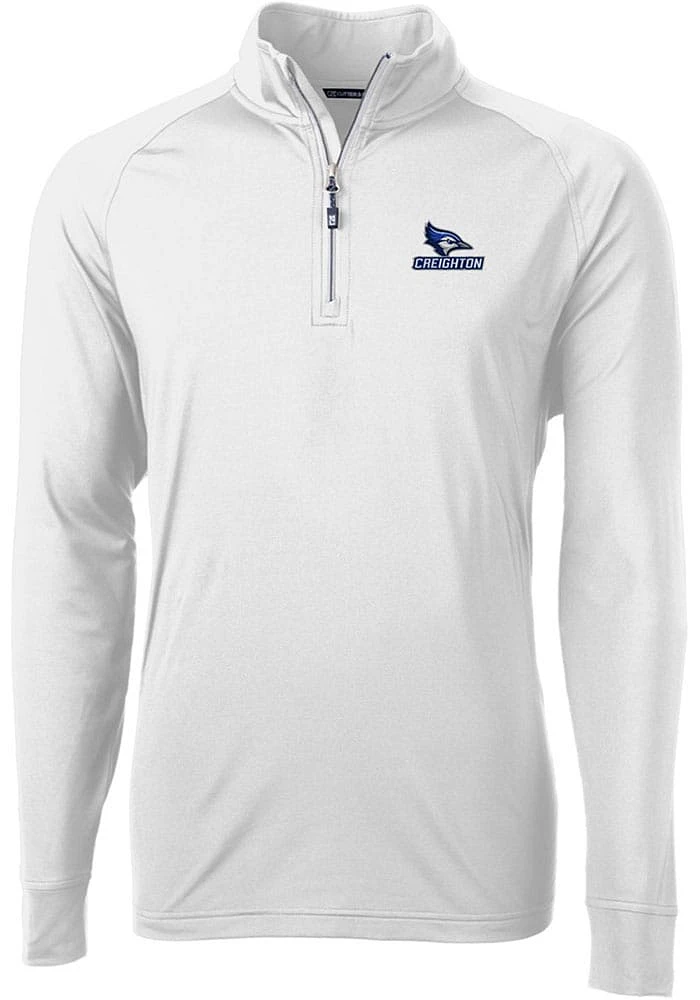 Cutter and Buck Creighton Bluejays Mens Adapt Eco Knit Long Sleeve Qtr Zip Pullover