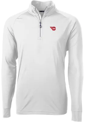 Cutter and Buck Dayton Flyers Mens Adapt Eco Knit Long Sleeve Qtr Zip Pullover