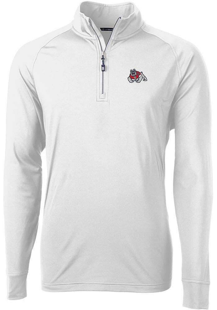 Cutter and Buck Fresno State Bulldogs Mens Adapt Eco Knit Long Sleeve Qtr Zip Pullover