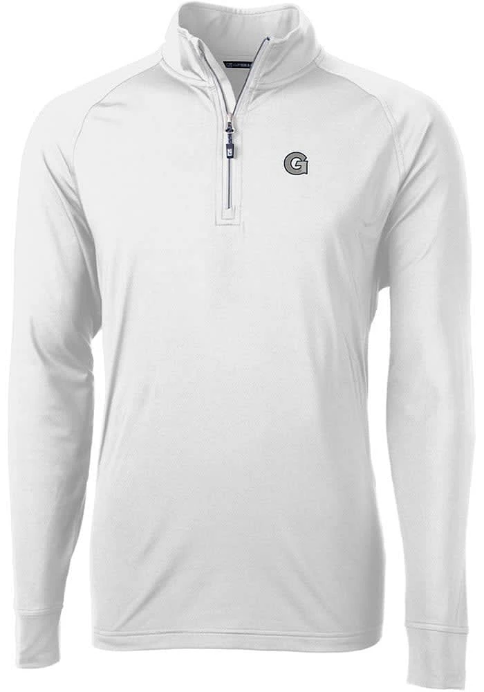 Cutter and Buck Georgetown Hoyas Mens Adapt Eco Knit Long Sleeve Qtr Zip Pullover