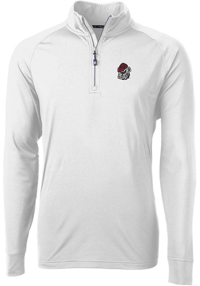 Cutter and Buck Georgia Bulldogs Mens Adapt Eco Knit Long Sleeve Qtr Zip Pullover