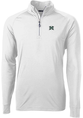 Cutter and Buck Hawaii Warriors Mens Adapt Eco Knit Long Sleeve Qtr Zip Pullover