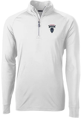 Cutter and Buck Howard Bison Mens Adapt Eco Knit Long Sleeve Qtr Zip Pullover