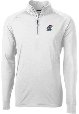 Cutter and Buck Kansas Jayhawks Mens Adapt Eco Knit Long Sleeve Qtr Zip Pullover
