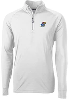 Cutter and Buck Kansas Jayhawks Mens Adapt Eco Knit Long Sleeve Qtr Zip Pullover