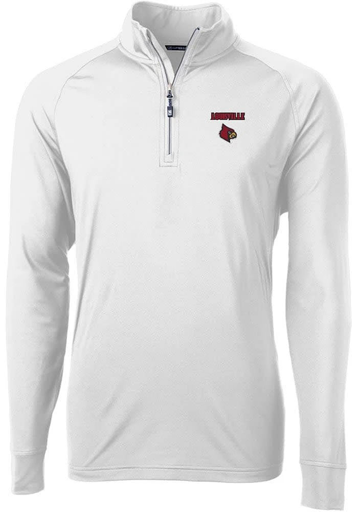Cutter and Buck Louisville Cardinals Mens Adapt Eco Knit Long Sleeve Qtr Zip Pullover