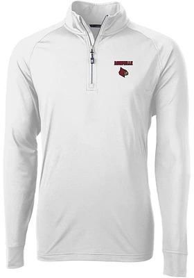 Cutter and Buck Louisville Cardinals Mens Adapt Eco Knit Long Sleeve Qtr Zip Pullover