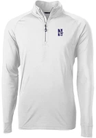 Mens Northwestern Wildcats Cutter and Buck Adapt Eco Knit Qtr Zip Pullover