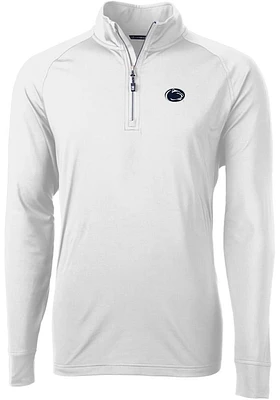 Mens Penn State Nittany Lions White Cutter and Buck Adapt Eco Knit Qtr Zip Pullover