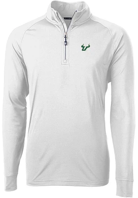 Cutter and Buck South Florida Bulls Mens Adapt Eco Knit Long Sleeve Qtr Zip Pullover