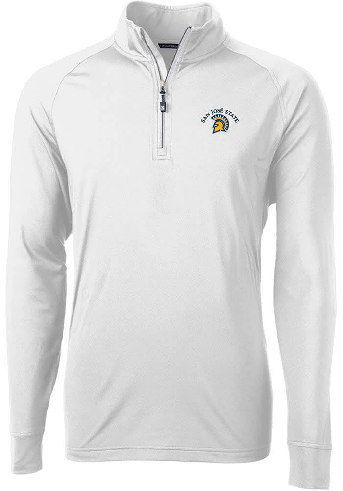 Cutter and Buck San Jose State Spartans Mens Adapt Eco Knit Long Sleeve Qtr Zip Pullover