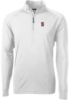 Cutter and Buck Stanford Cardinal Mens Adapt Eco Knit Long Sleeve Qtr Zip Pullover