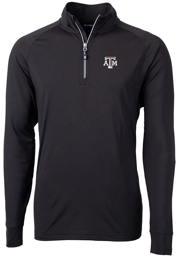 Cutter and Buck Texas A&M Aggies Mens Adapt Eco Knit Long Sleeve Qtr Zip Pullover