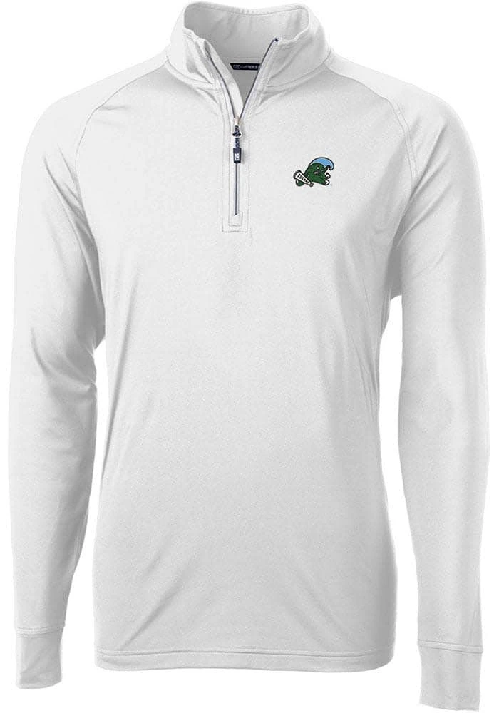 Cutter and Buck Tulane Green Wave Mens Adapt Eco Knit Long Sleeve Qtr Zip Pullover